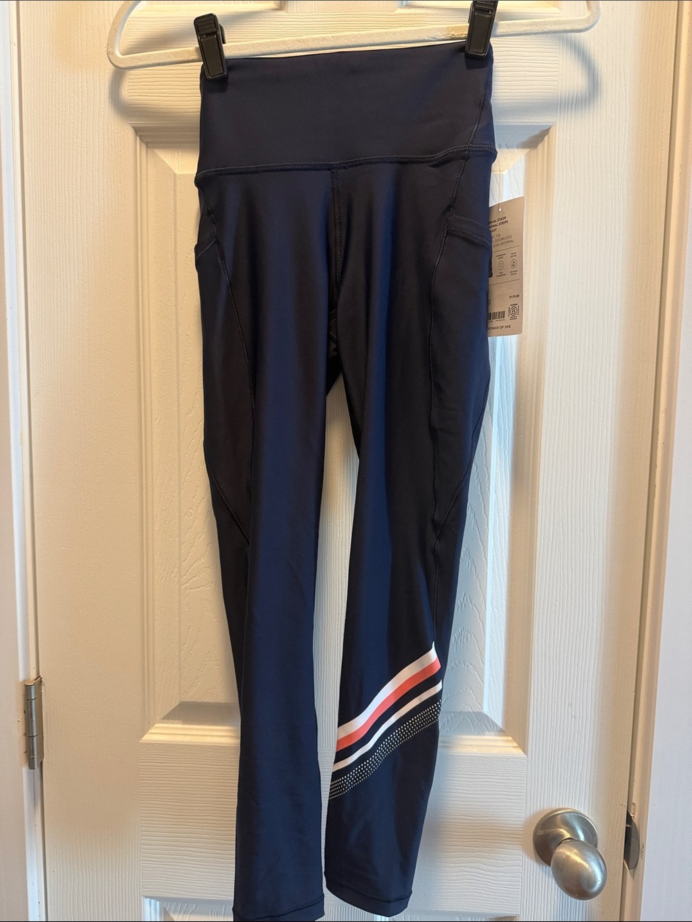 Athleta Navy Active Leggings with Side Stripe
